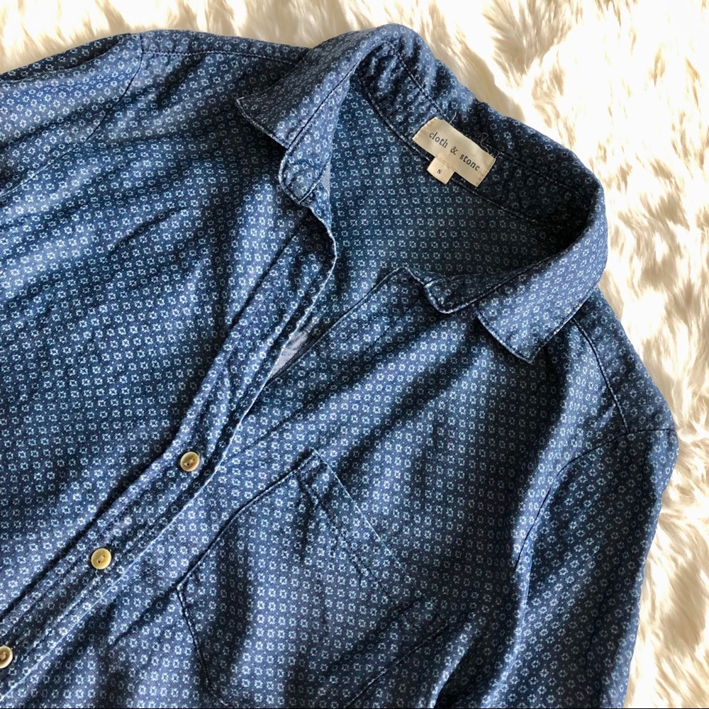 Cloth & Stone Anthro Print Chambray Shirt Dress